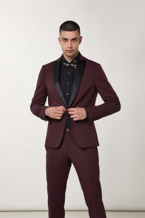 Purple Patrizia Pepe Wool Blend Tuxedo Jacket | KWU674250