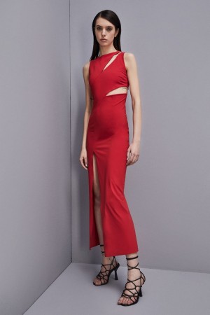 Red Patrizia Pepe Cut-out Jersey Dress | VGU489123