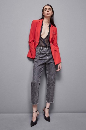 Red Patrizia Pepe Essential Crepe Jacket With Zipper | UHP384590