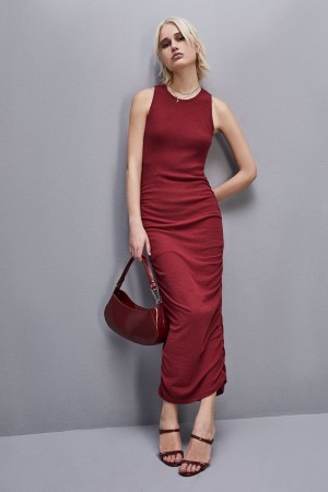 Red Patrizia Pepe Ribbed Viscose Dress | DUS173680