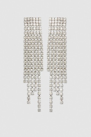 Silver Patrizia Pepe Rhinestone Earrings | HTY028476