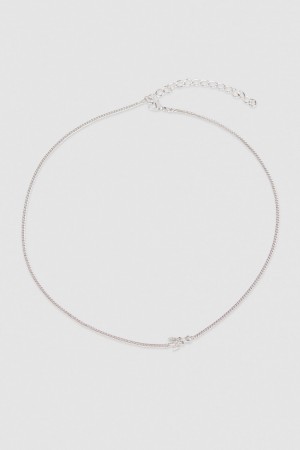 Silver Patrizia Pepe Rhinestone Necklace | LGE024653