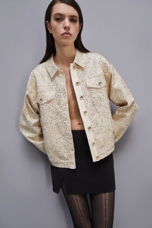 White Patrizia Pepe Denim And Rhinestone Jacket | TJZ867025