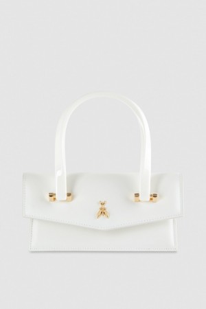 White Patrizia Pepe Leather Shoulder Bag With Snap Closure | AQC698372