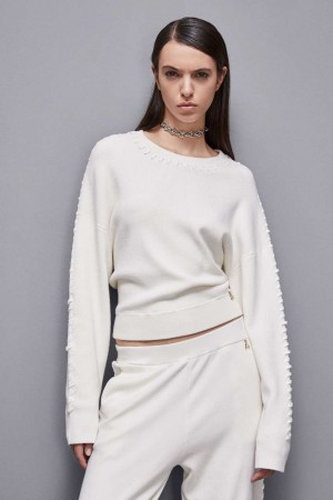 White Patrizia Pepe Long-sleeved Viscose Blend Sweater | YTE047915