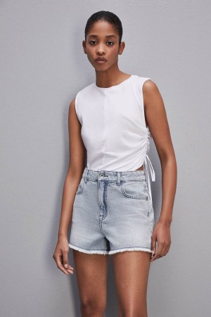 White Patrizia Pepe Sleeveless T-shirt With Drawstring | GQE964370