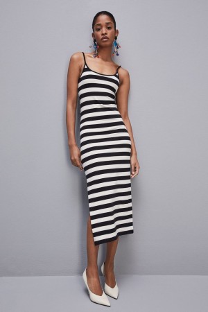 White Patrizia Pepe Slim Jersey Dress With Cotton Straps | HXM864251