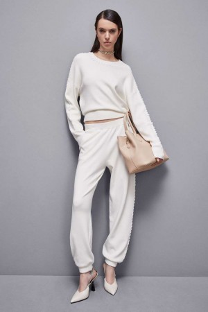 White Patrizia Pepe Soft Viscose Joggers | TON428971