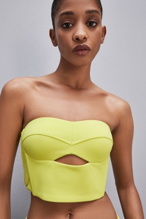 Yellow Patrizia Pepe Cut-out Bustier Top In Sablé Crepe Fabric | YJD962548