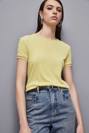 Yellow Patrizia Pepe Essential Short-sleeved Sweater | QBX460917