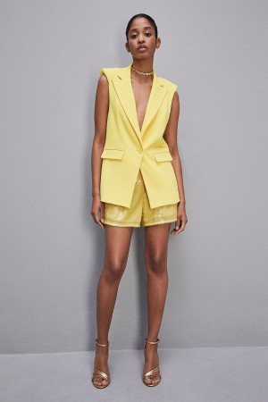 Yellow Patrizia Pepe Fluid Twill Sleeveless Vest | ASP973605