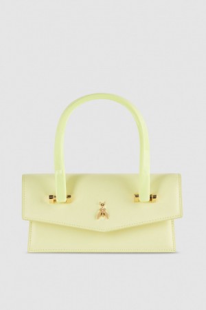 Yellow Patrizia Pepe Leather Shoulder Bag With Snap Closure | WHO451729