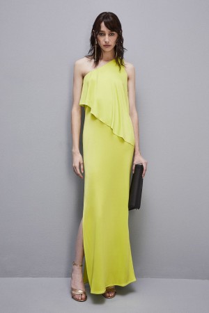 Yellow Patrizia Pepe Ruched Jersey Dress With Fly Detail | CRP164357