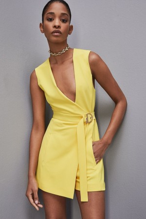 Yellow Patrizia Pepe Sleeveless Jumpsuit In Fluid Twill | YMI946351