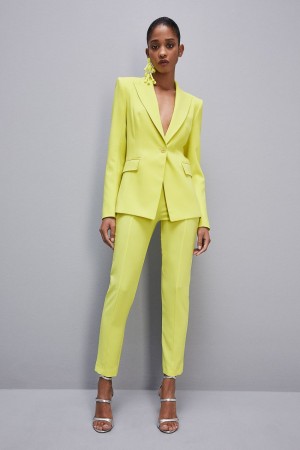 Yellow Patrizia Pepe Slim Cigarette Pants In Sablè Crepe Fabric | KQV702689