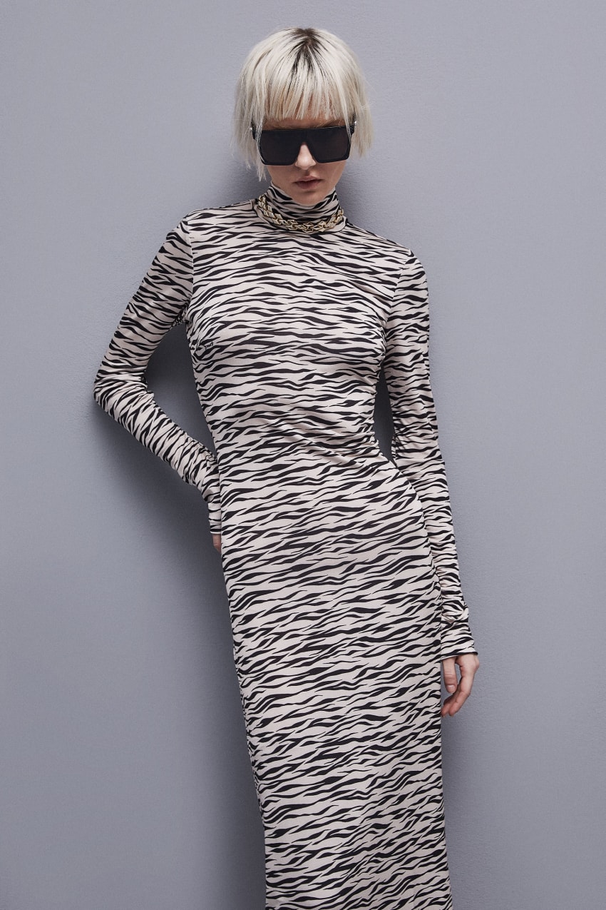 Animalier Patrizia Pepe Long Slim Fit Dress | CVB387546