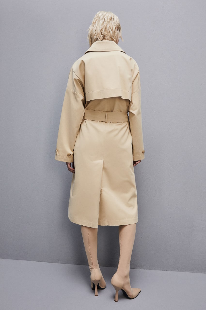 Beige Patrizia Pepe Cotton Over Trench Coat | XPD419608