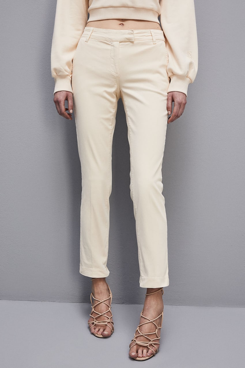 Beige Patrizia Pepe Cotton Satin Chino Pants | NGW627053