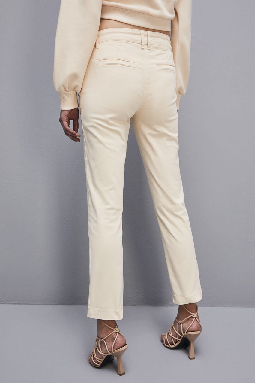 Beige Patrizia Pepe Cotton Satin Chino Pants | NGW627053