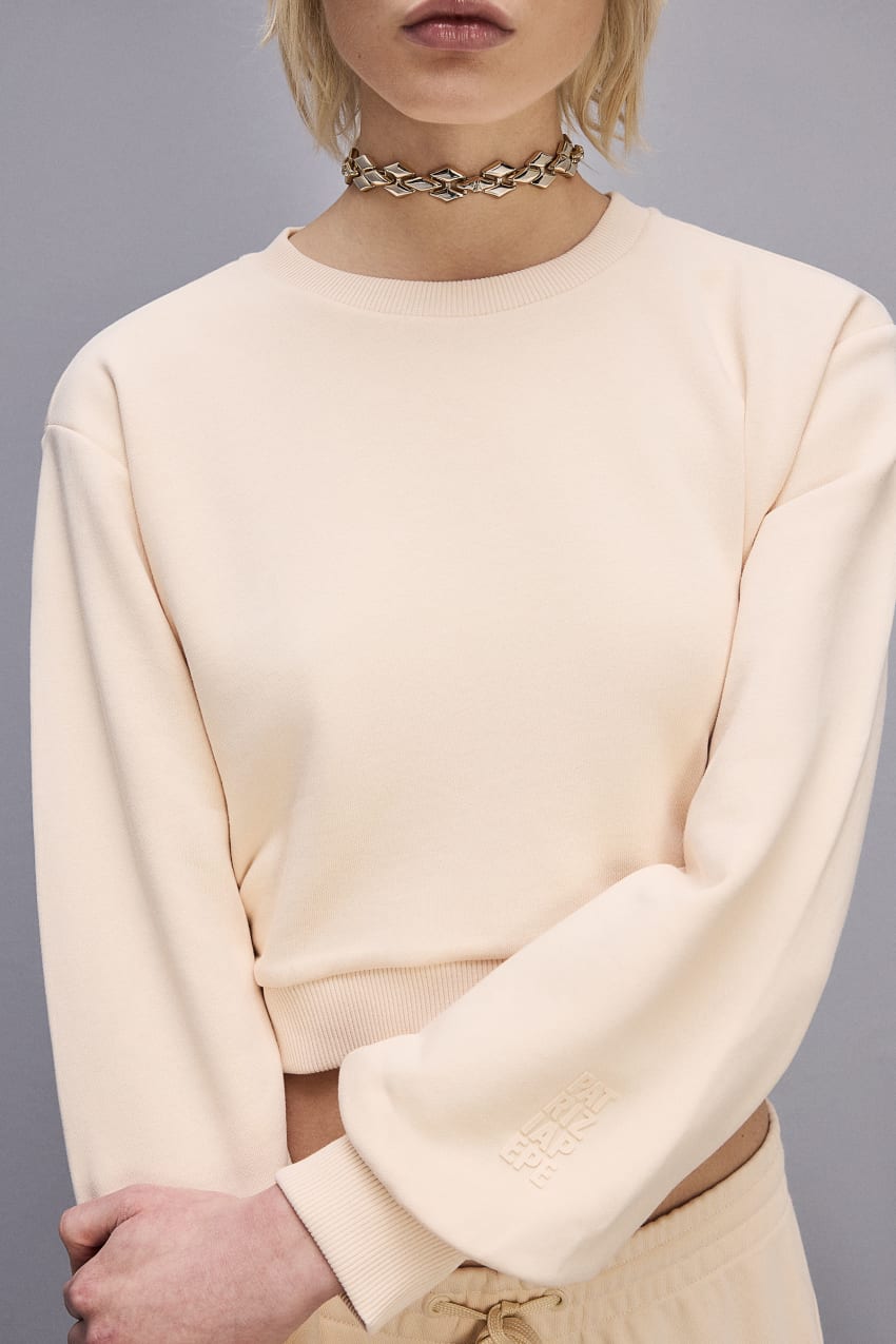 Beige Patrizia Pepe Cotton Sweatshirt With Print | CVN072683