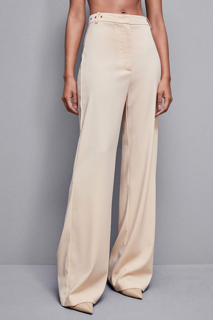 Beige Patrizia Pepe Essential Crepe Palazzo-fit Pants | UDB647039