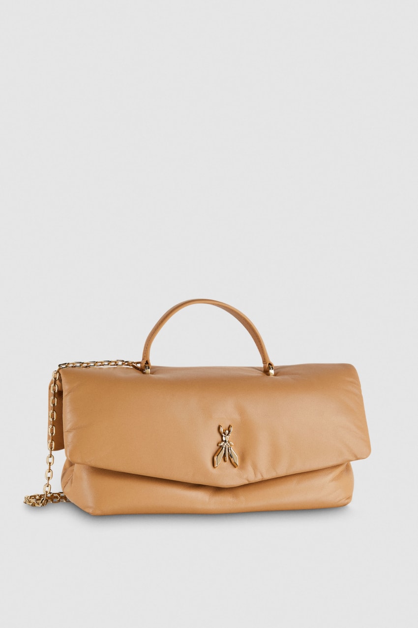 Beige Patrizia Pepe Fly Bamby Leather Shoulder Bag | GPL534862