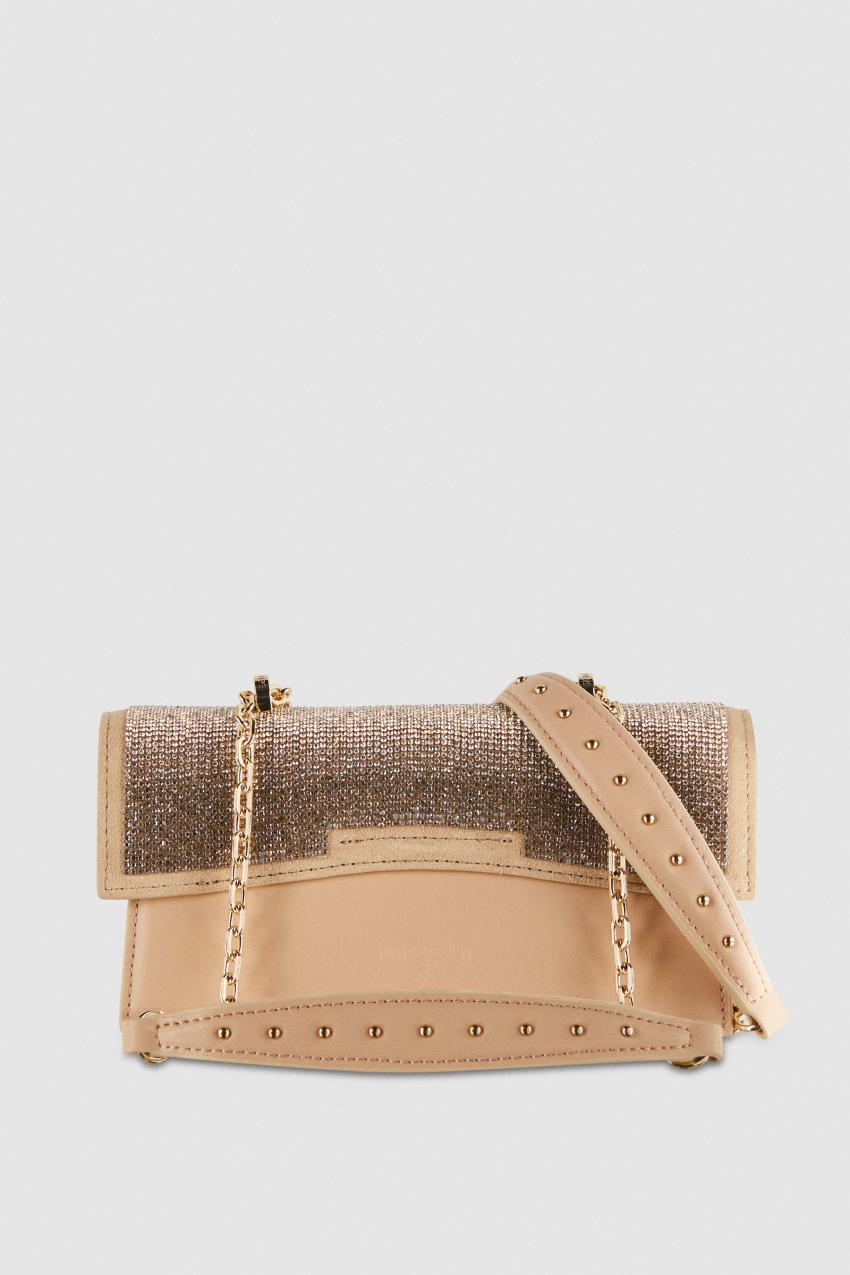 Beige Patrizia Pepe Fly Bamby Shoulder Bag With Rhinestones | BNZ342781