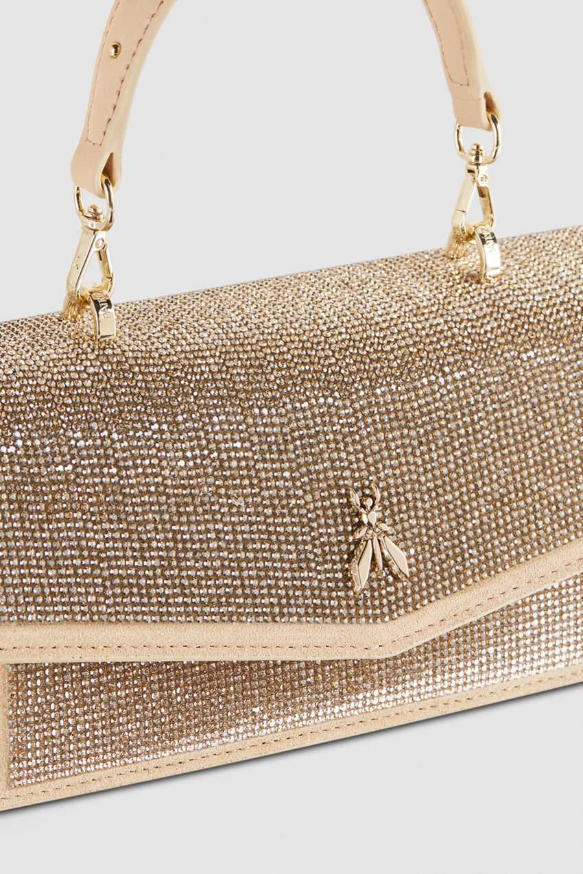 Beige Patrizia Pepe Fly Bamby Shoulder Bag With Rhinestones | BNZ342781