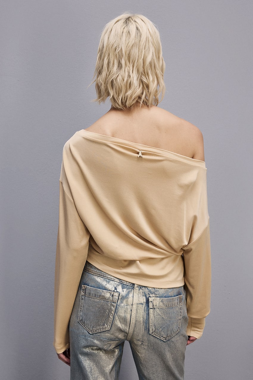 Beige Patrizia Pepe Jersey Dropped Shoulder Sweater | OUV436790