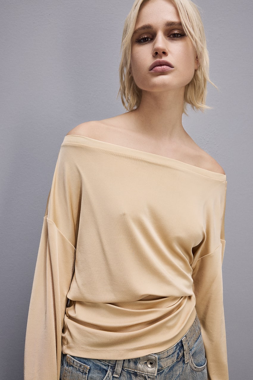 Beige Patrizia Pepe Jersey Dropped Shoulder Sweater | OUV436790