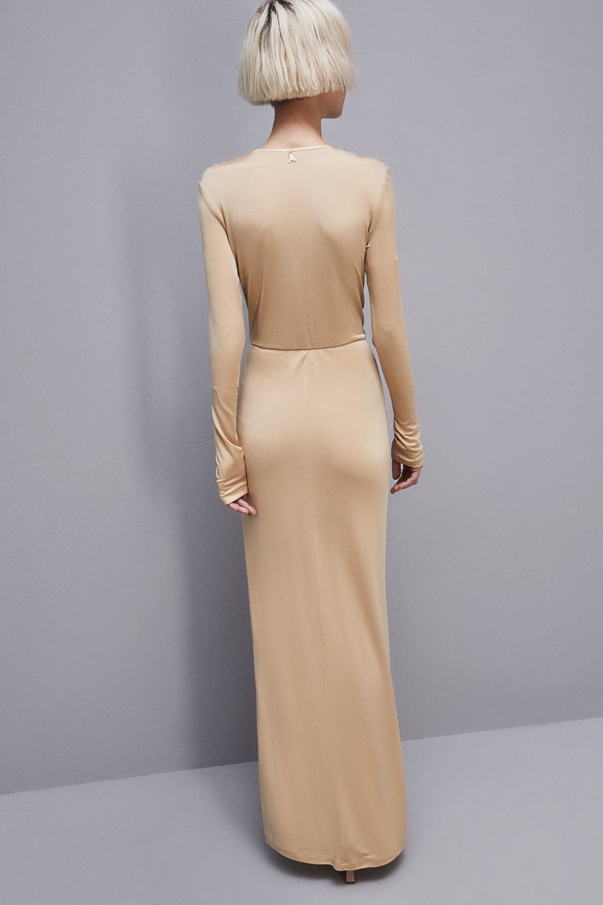 Beige Patrizia Pepe Long Jersey Dress | HSG751642