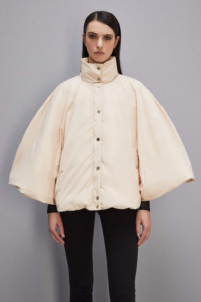 Beige Patrizia Pepe Mix Fabric Padded Cape | BJQ719263