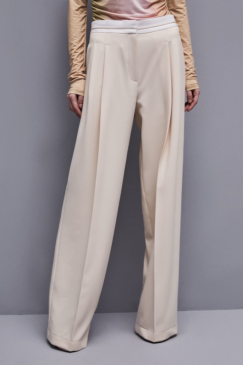 Beige Patrizia Pepe Palazzo Pants In Technical Fabric | AYH916275