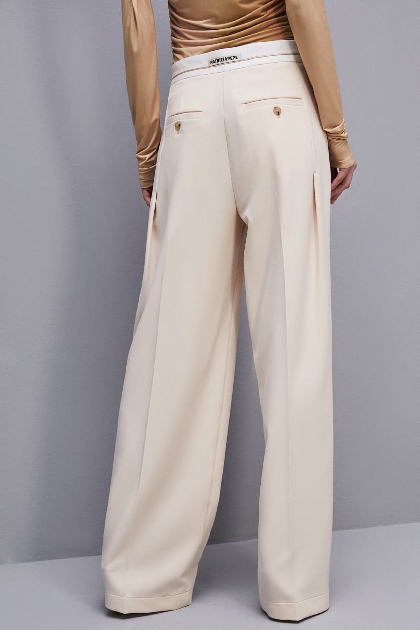 Beige Patrizia Pepe Palazzo Pants In Technical Fabric | AYH916275