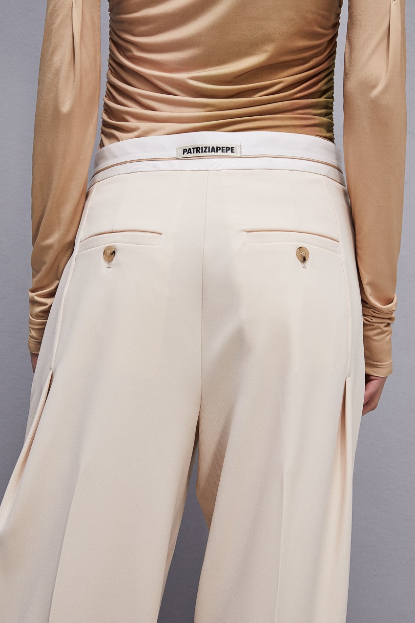 Beige Patrizia Pepe Palazzo Pants In Technical Fabric | AYH916275