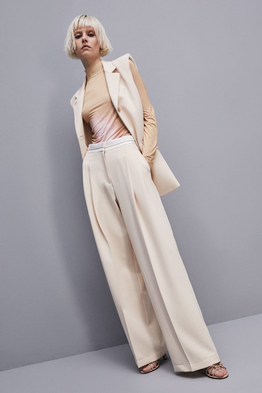 Beige Patrizia Pepe Palazzo Pants In Technical Fabric | AYH916275