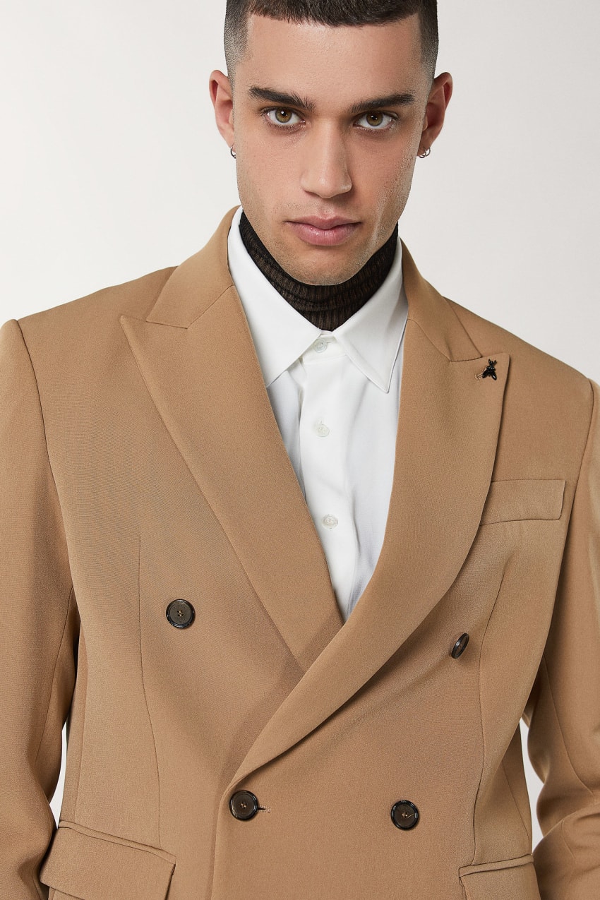 Beige Patrizia Pepe Regular Fit Double-breasted Jacket | FHT627458