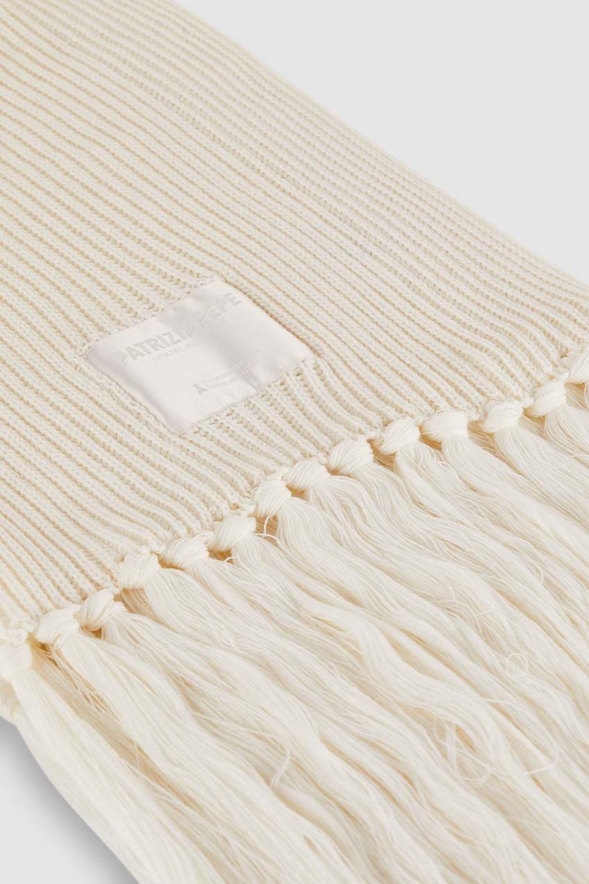 Beige Patrizia Pepe Ribbed Scarf With Fabric Fringes | UJX321096