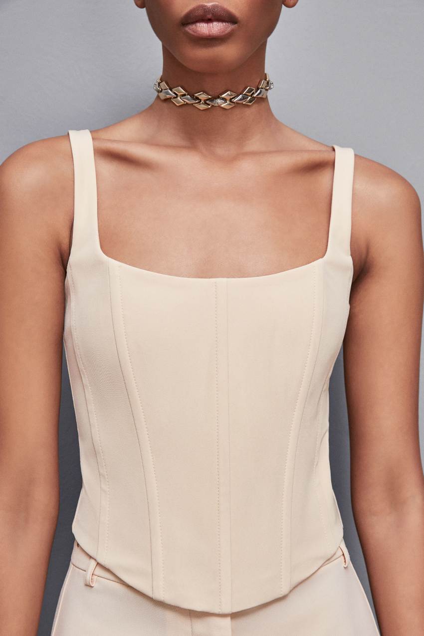 Beige Patrizia Pepe Stretch Fabric Bustier Top | UKM674852