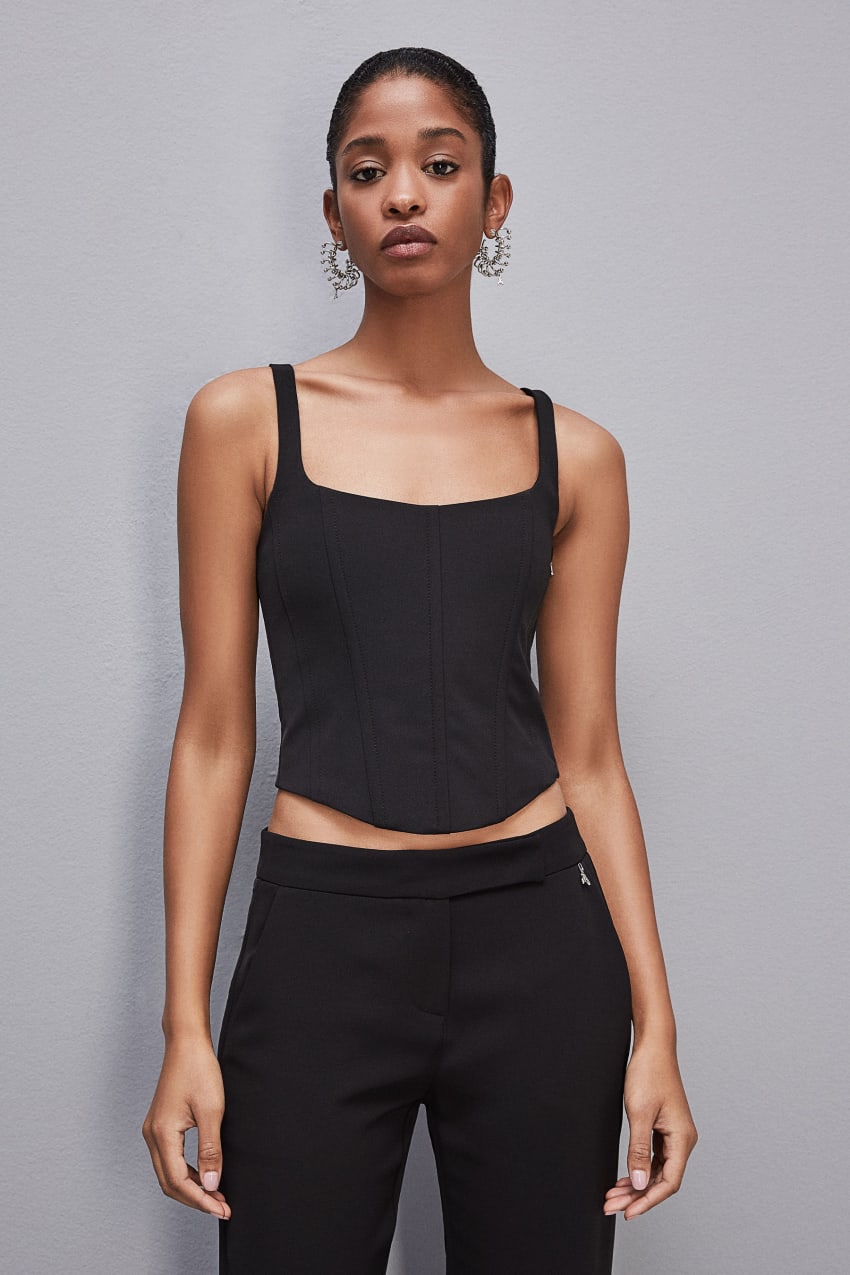 Black Patrizia Pepe Bustier Top | KOI096385