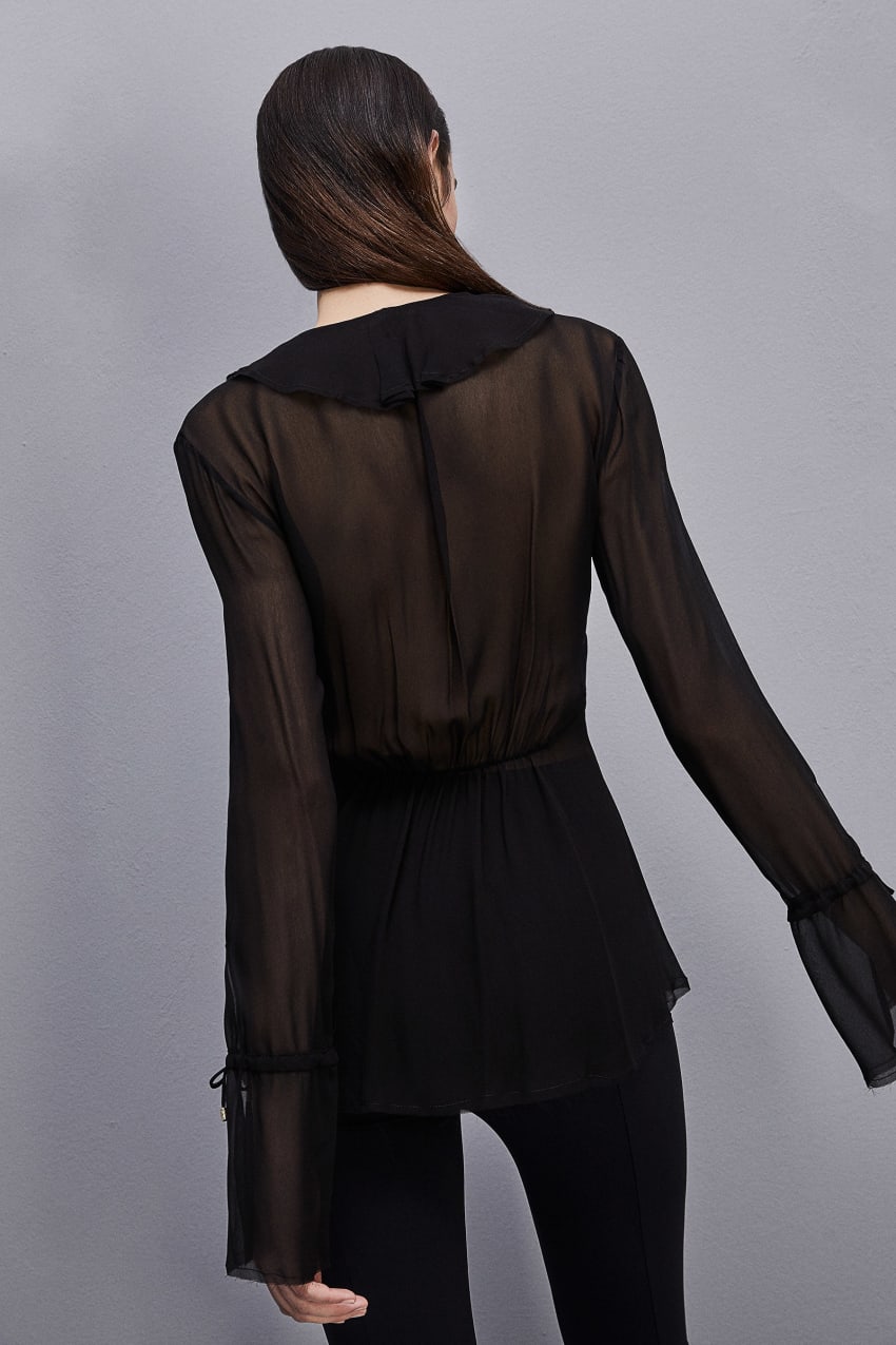 Black Patrizia Pepe Chiffon Blouse | NGP652147