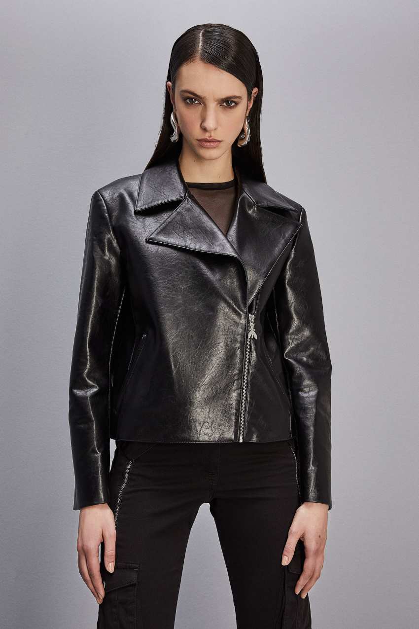 Black Patrizia Pepe Coated Fabric Jacket | REL148920