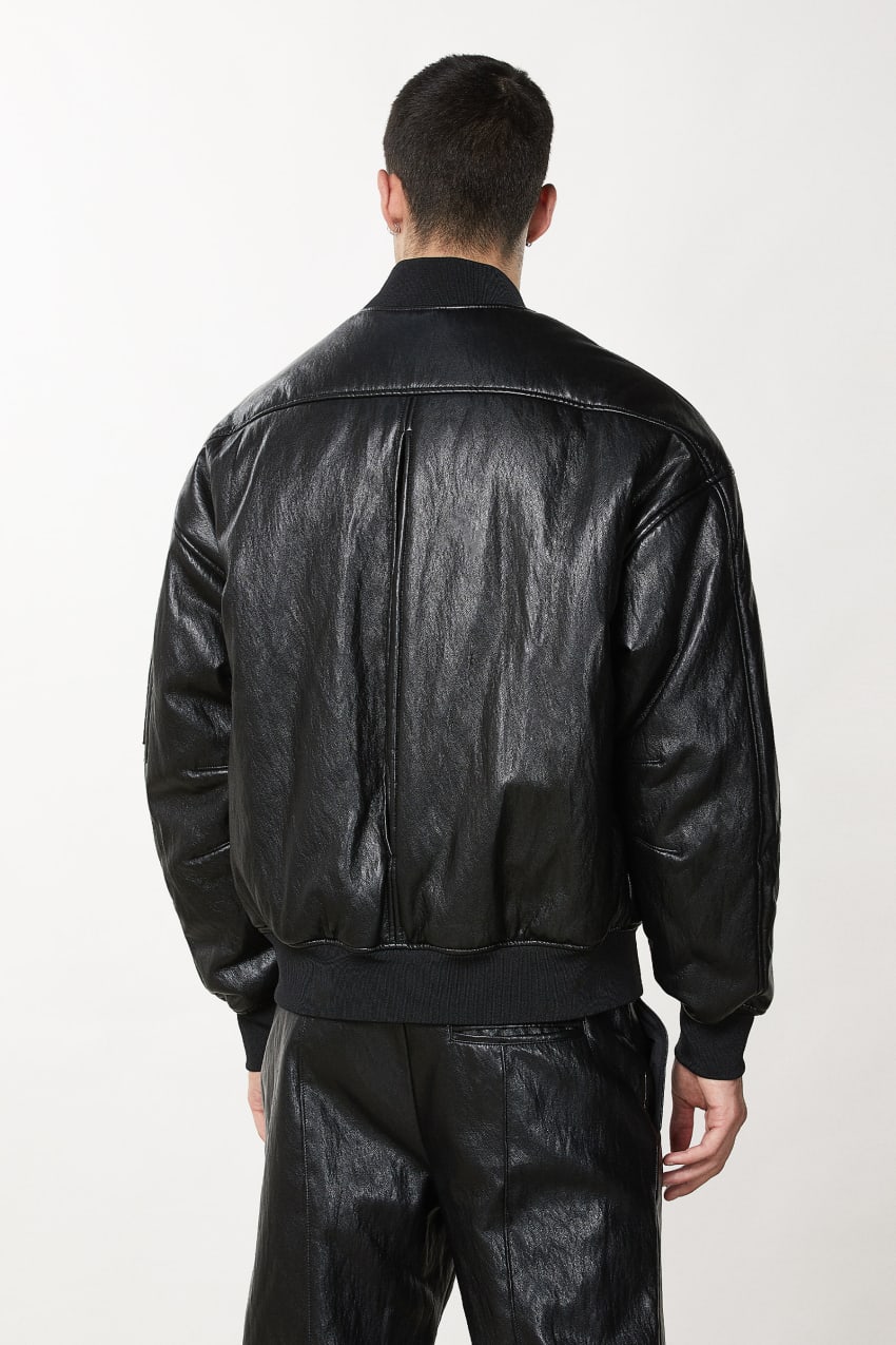 Black Patrizia Pepe Coated Fabric Over Bomber Jacket | ROS062138