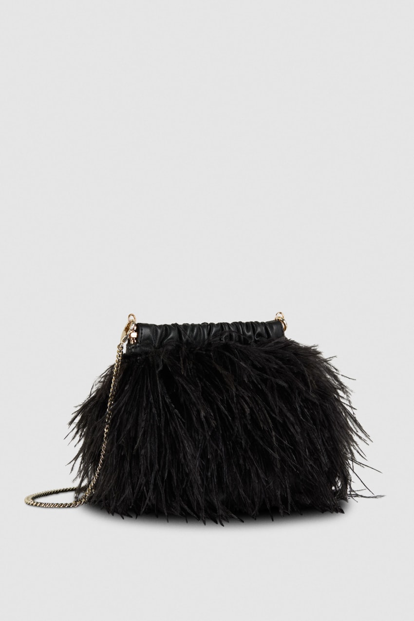 Black Patrizia Pepe Crossbody Bag With Feathers | ESV836125