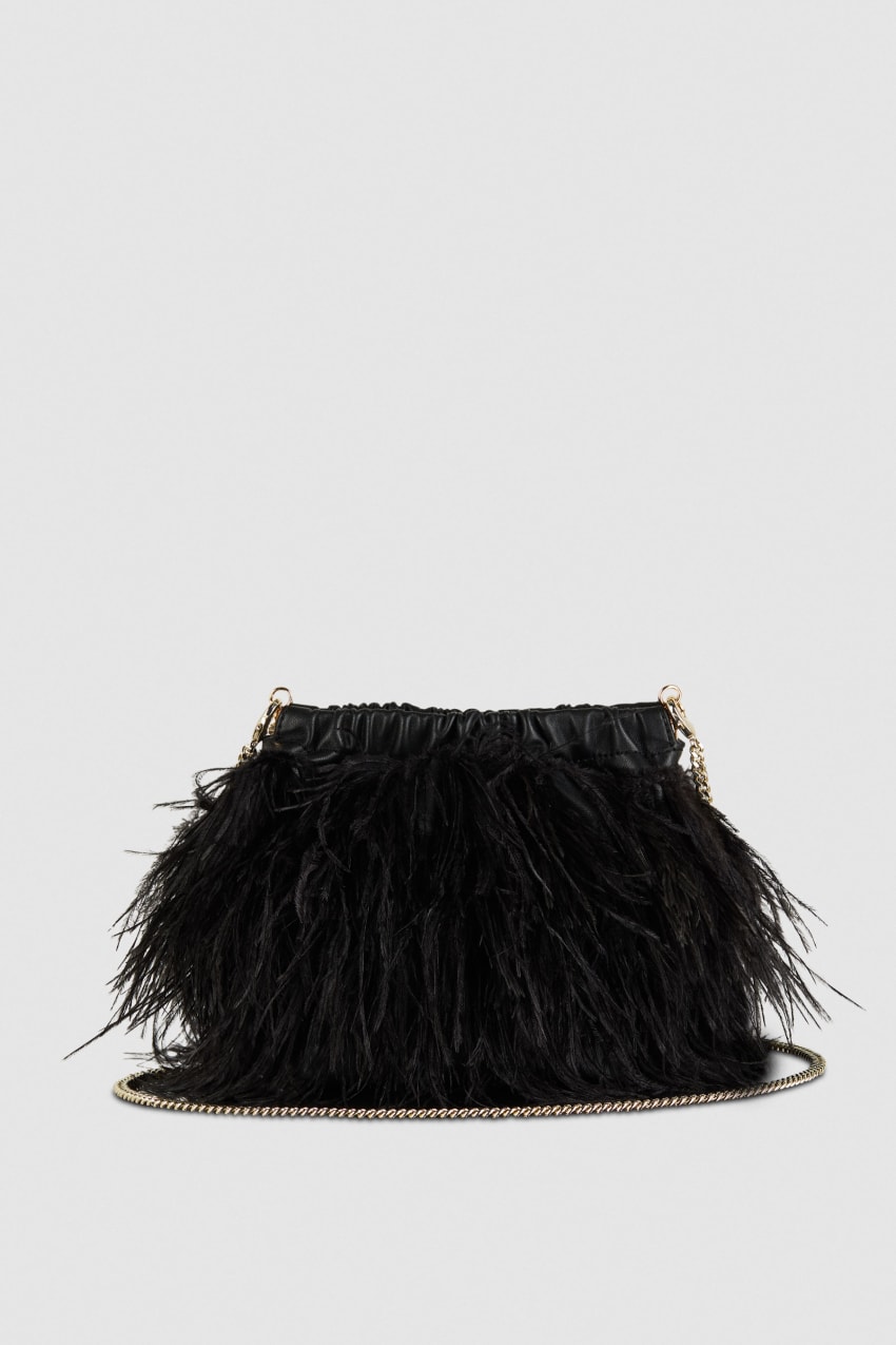 Black Patrizia Pepe Crossbody Bag With Feathers | ESV836125