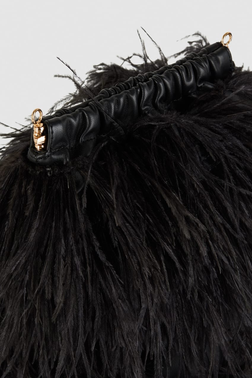 Black Patrizia Pepe Crossbody Bag With Feathers | ESV836125