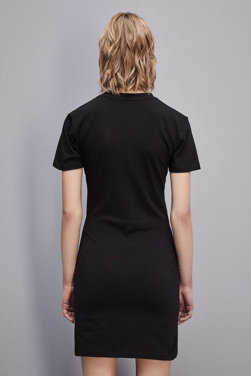 Black Patrizia Pepe Dress With Cut-out In Stretch Cotton Jersey | YOZ016854