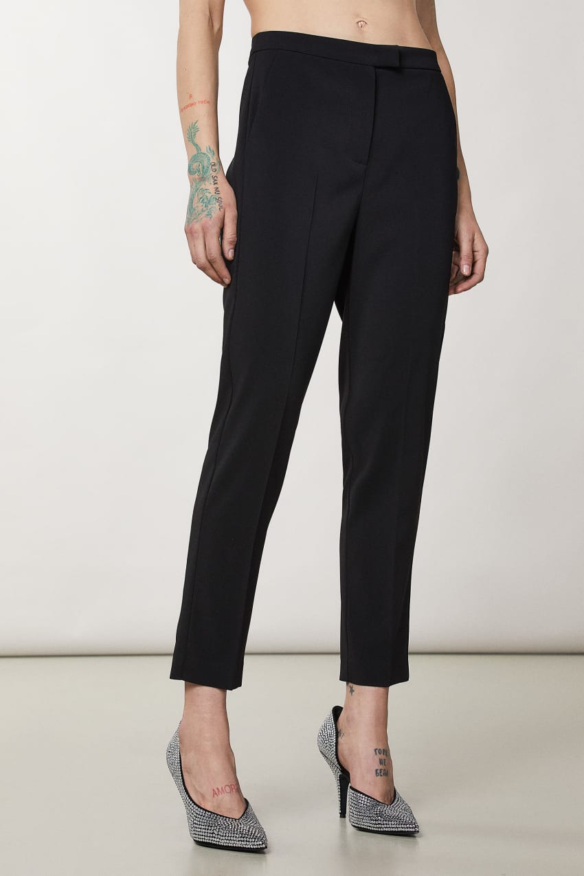 Black Patrizia Pepe Essential Cigarette Pants | HOZ257038