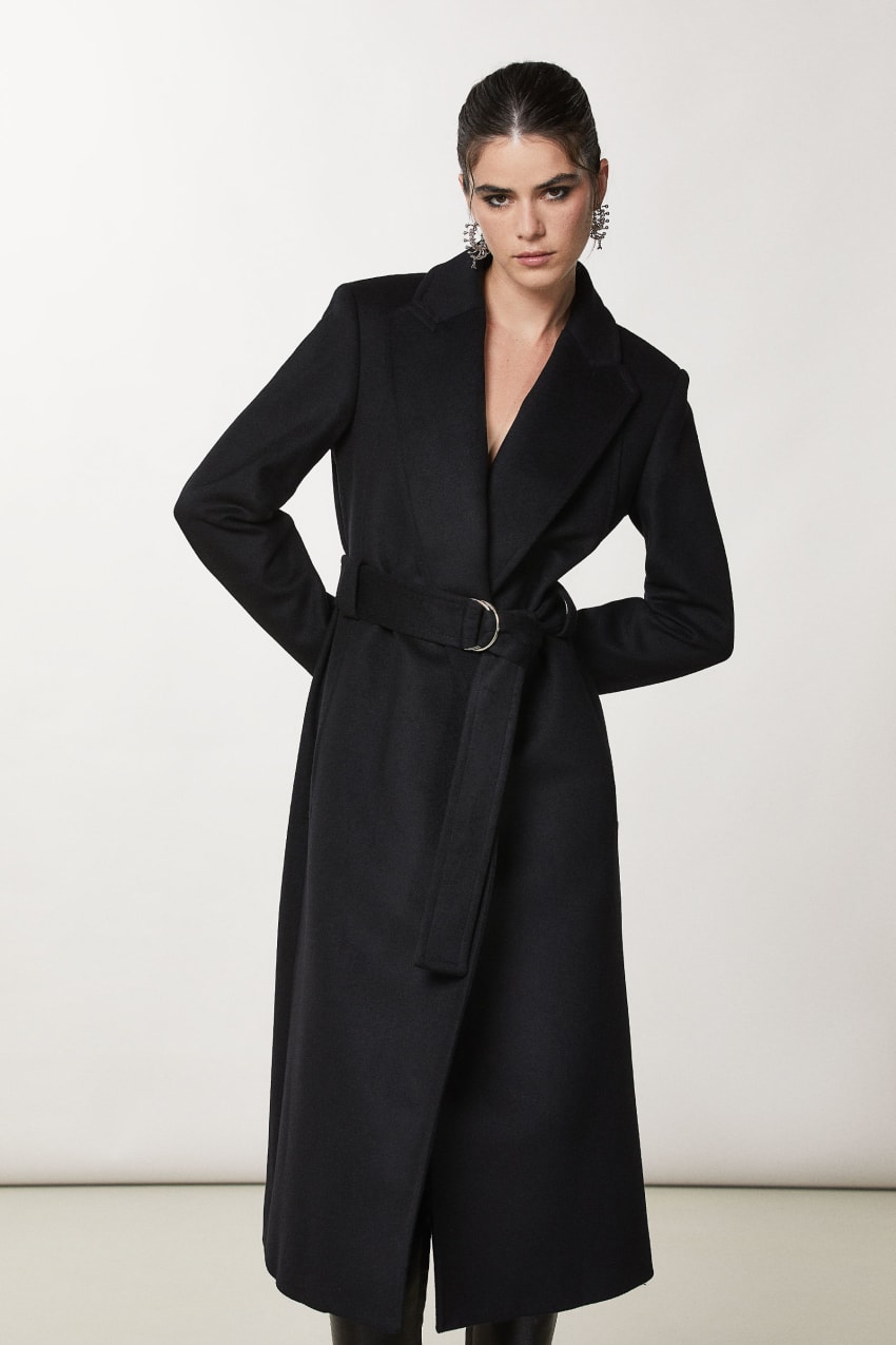 Black Patrizia Pepe Essential Coat With Belt | JGK876092