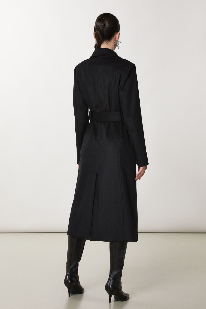 Black Patrizia Pepe Essential Coat With Belt | JGK876092